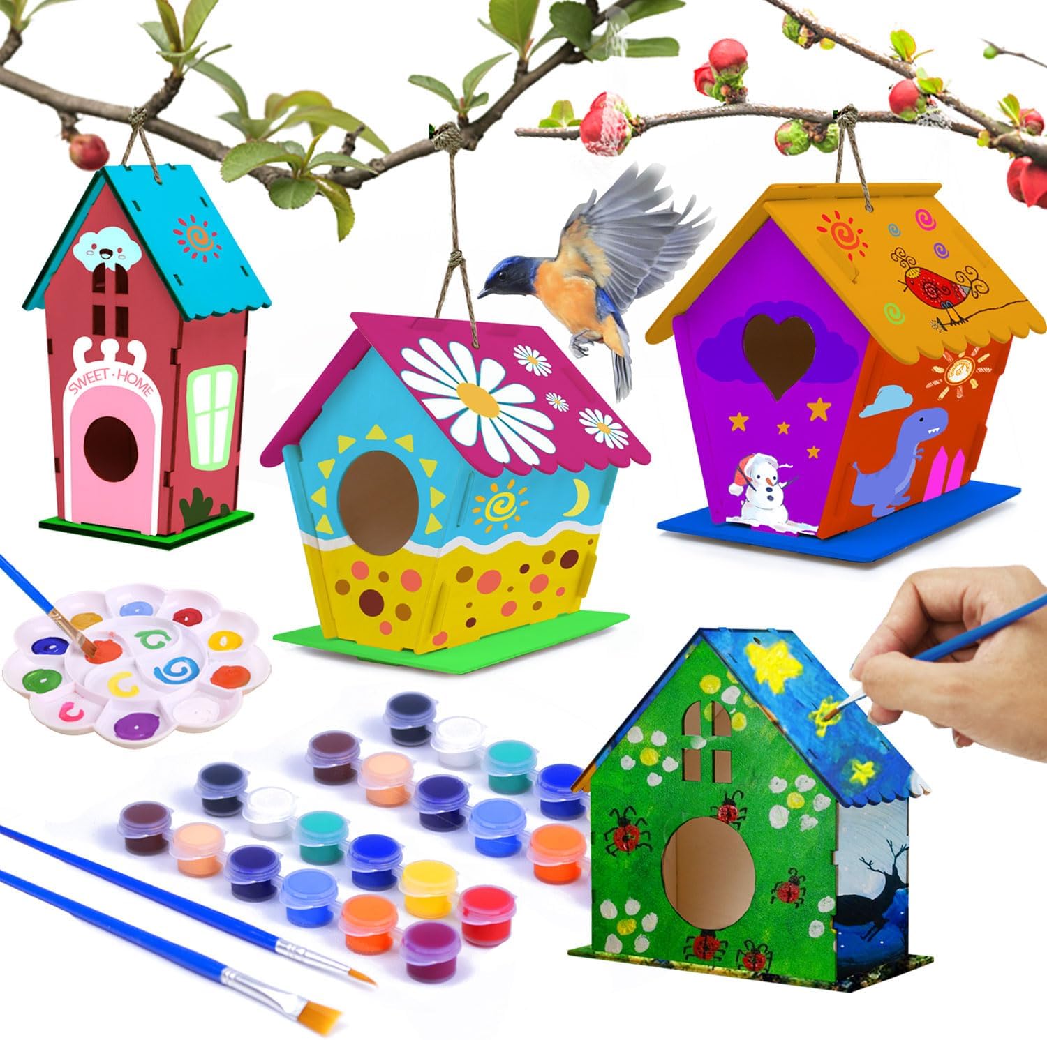 Hapray 4 Pack DIY Bird House Kit